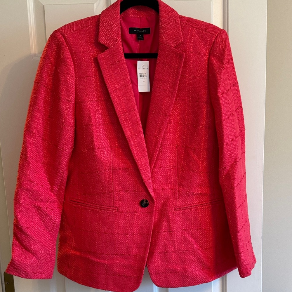Ann Taylor Bold pink/red/orange Textured Blazer NWT